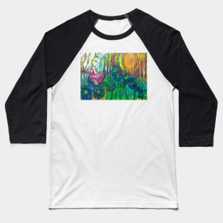 Landscape with Overgrown Flowers and A Thoughtful Girl Baseball T-Shirt